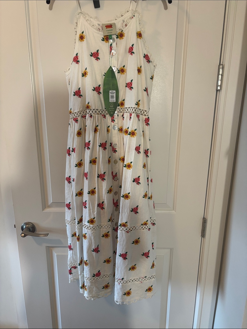 FARM Rio Cream Maxi Dress with Yellow Sunflower & Pink Rose Print - Picture 3 of 7